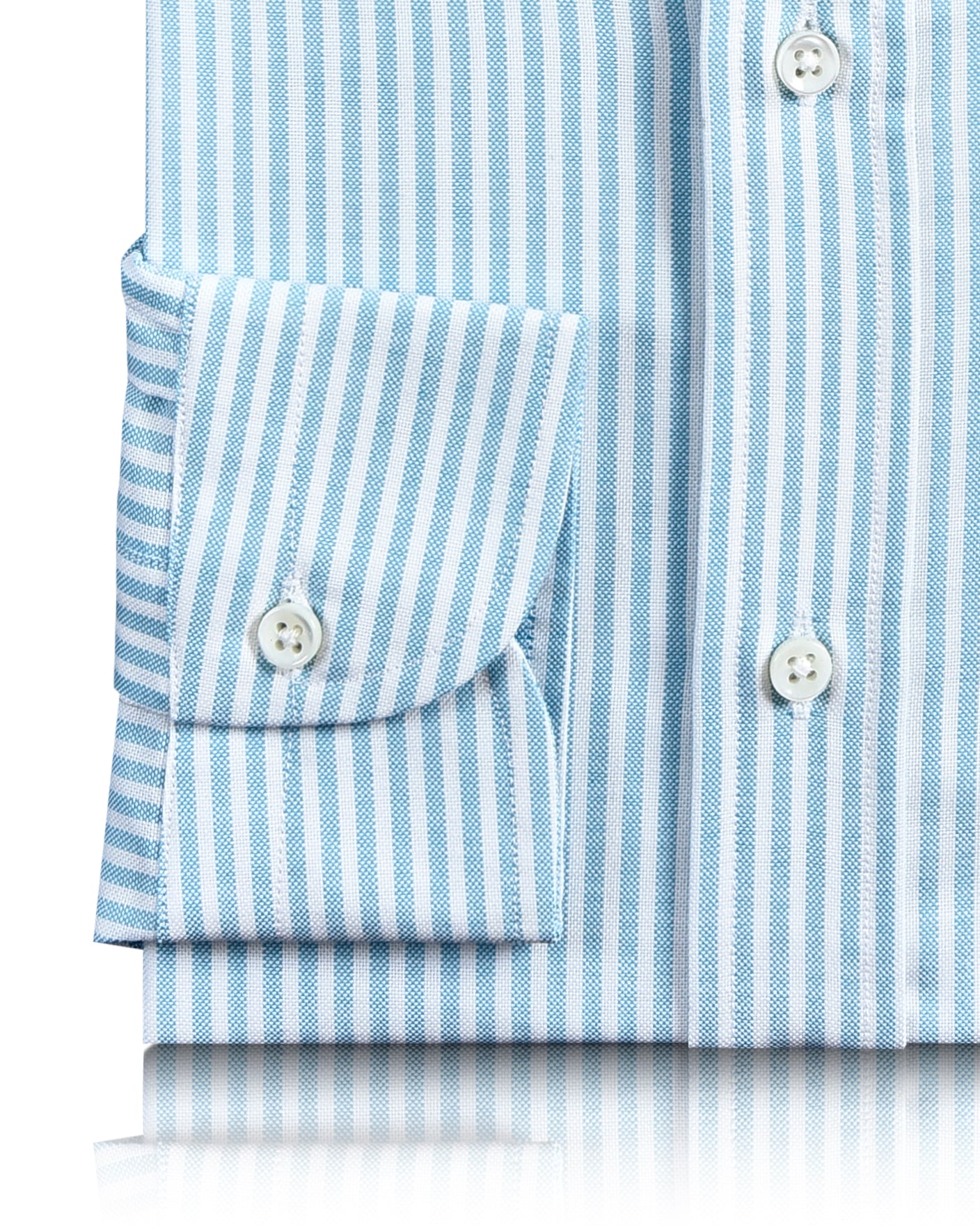 Ferozi Blue on White Oxford University Stripes Shirt