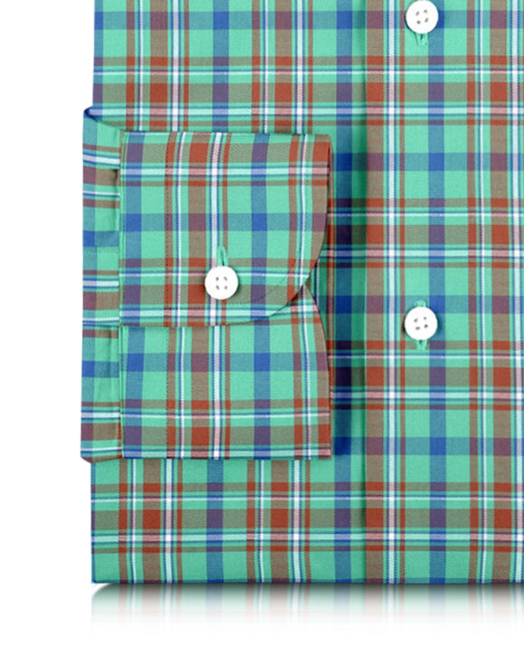 Green Rust Blue Tartan Checks Twill - 3