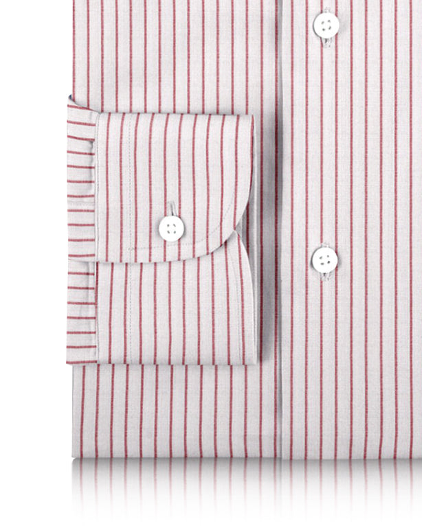 White Red Pin Stripes Linen - 3
