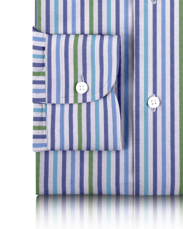 Cotton Blue Green on White Seersucker