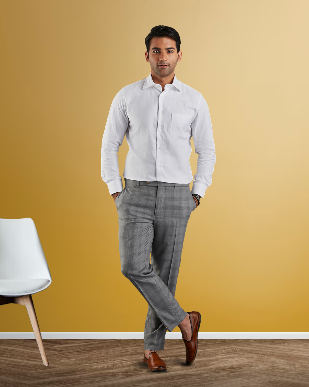 Brembana 2-Ply Giza White Hampton Twill Shirt - 4