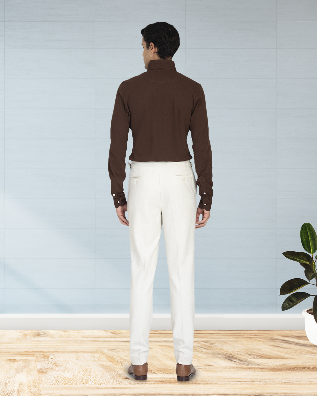Cream Wool Flannel Pant - 5