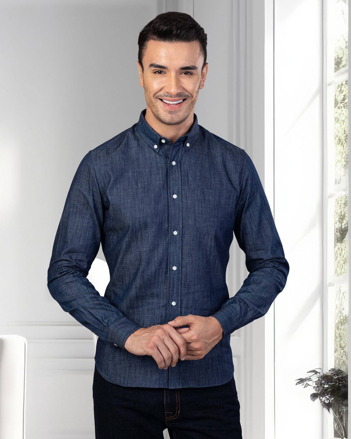 Dark Blue Denim Shirt - 4