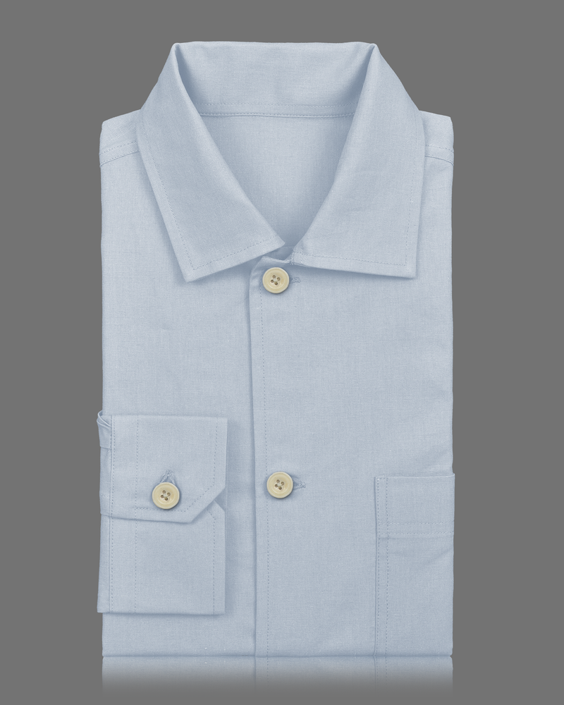 Fresco Cotton Cloud Blue Shirt Jacket