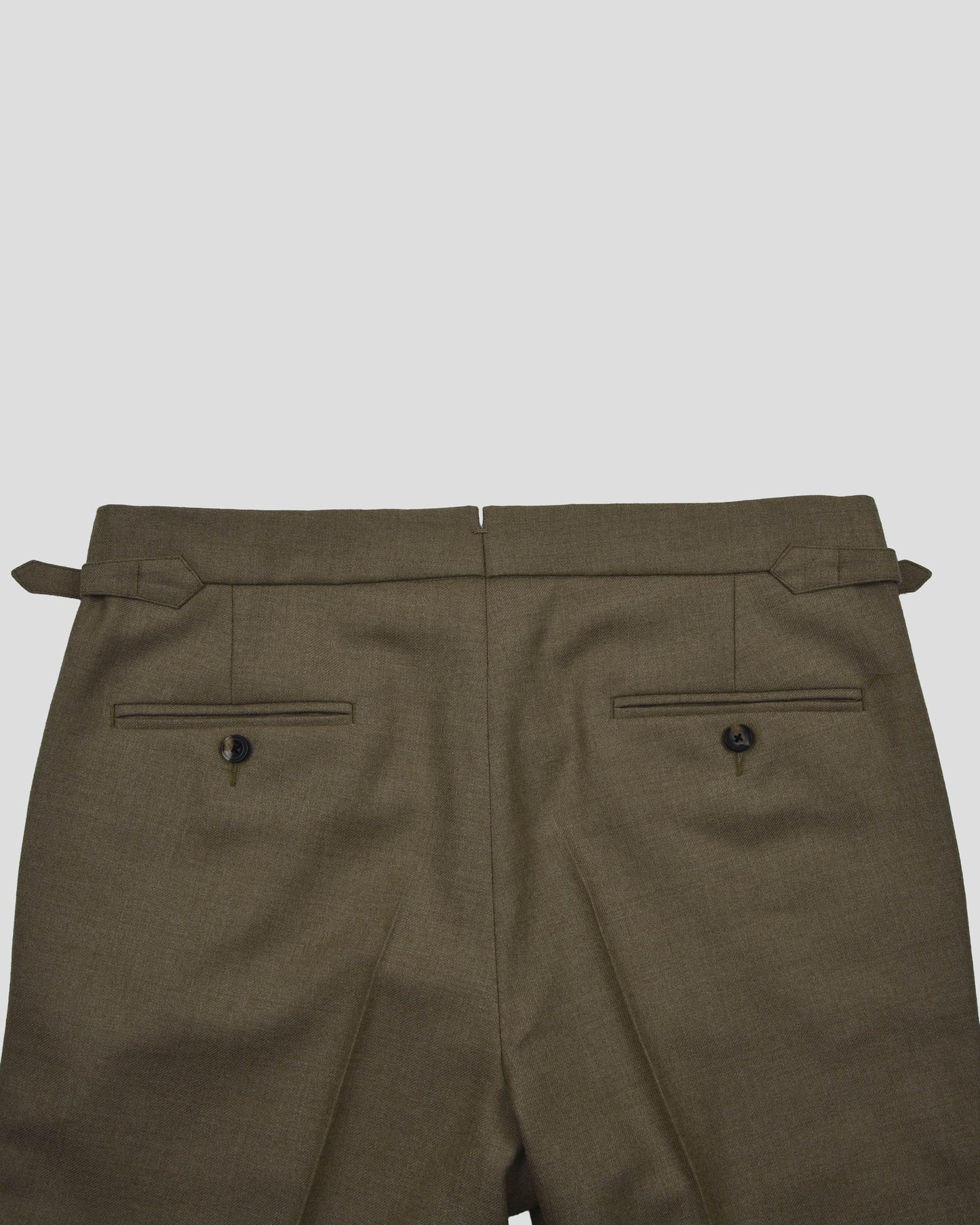 Dugdale Olive Beige Wool Flannel Dress Pant