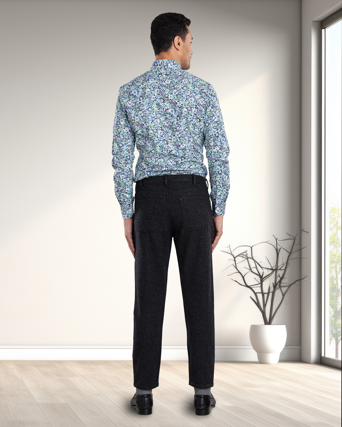Ultramarine Blue Green prints on White Shirt - 6