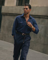 Navy Blue Linen Summer Shirt