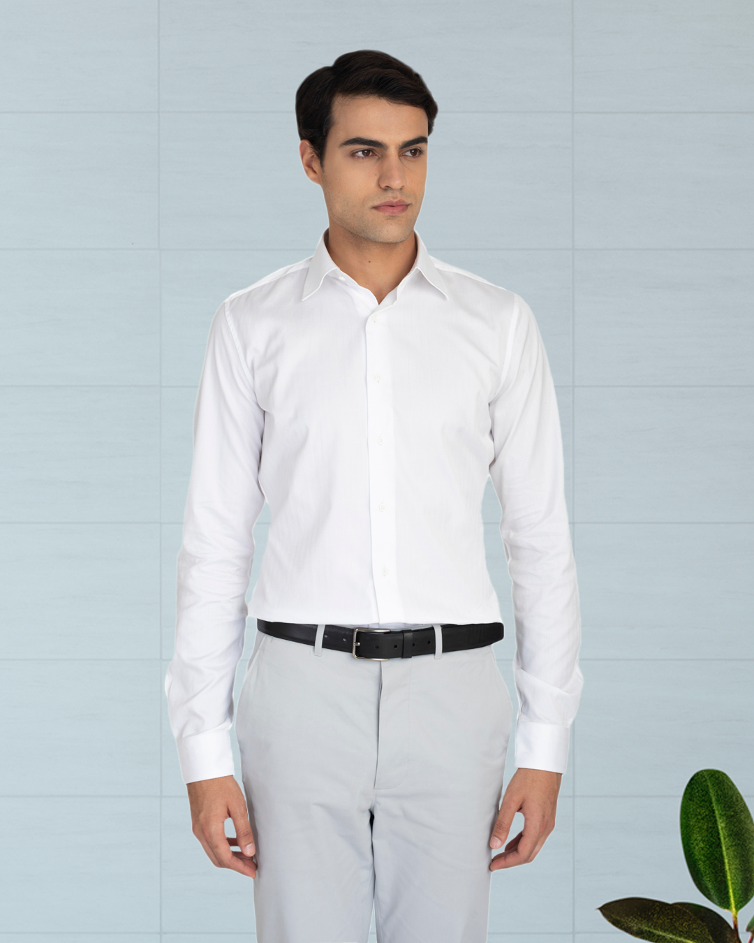 Brembana White Herringbone Shirt