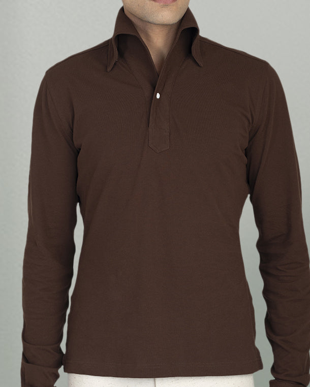 Brown Pique Polo T-Shirt - 1