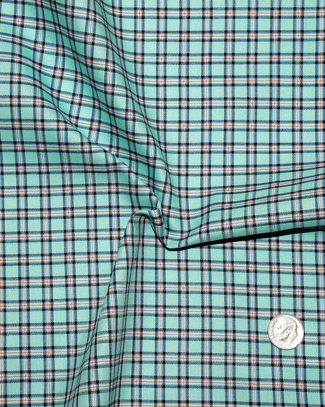 Blue Green Gingham Checks Oxford - 4