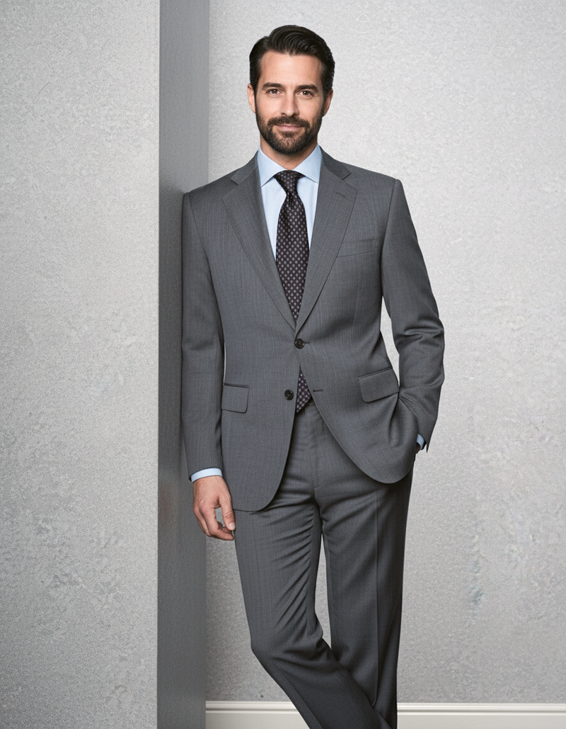 Washable Wool Suit: Mid Grey