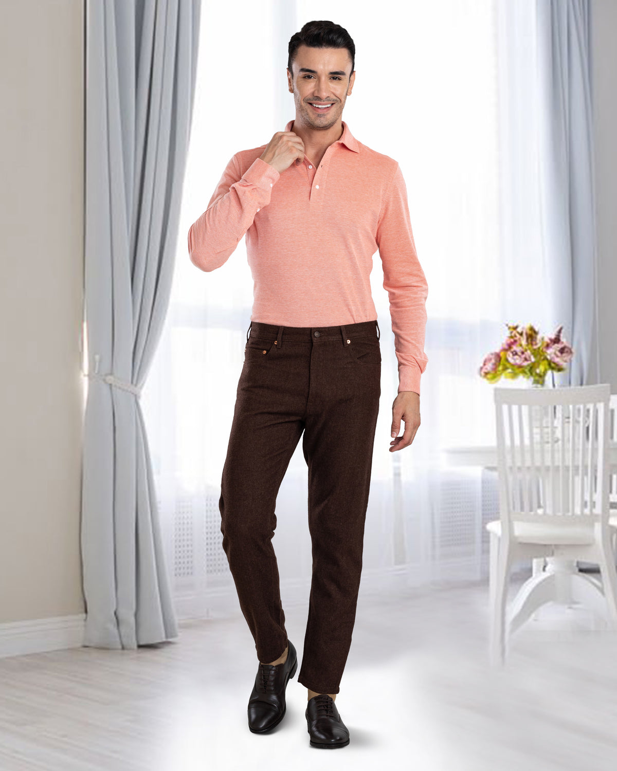 Brown Wool Jeans - 2
