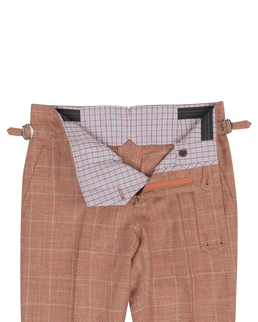 EThomas Lustrous Ginger Orange Windowpane Plaid - 3