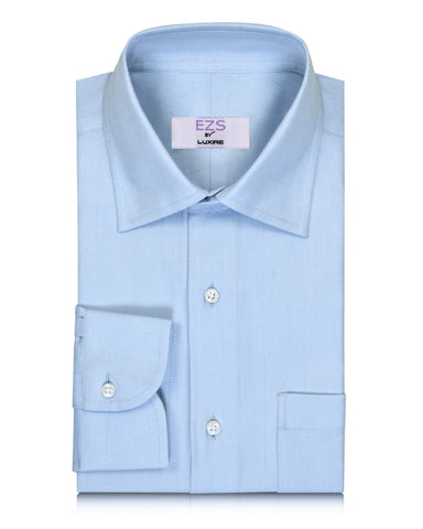 EZS Zegna Pale Blue Dress Herringbone Shirt