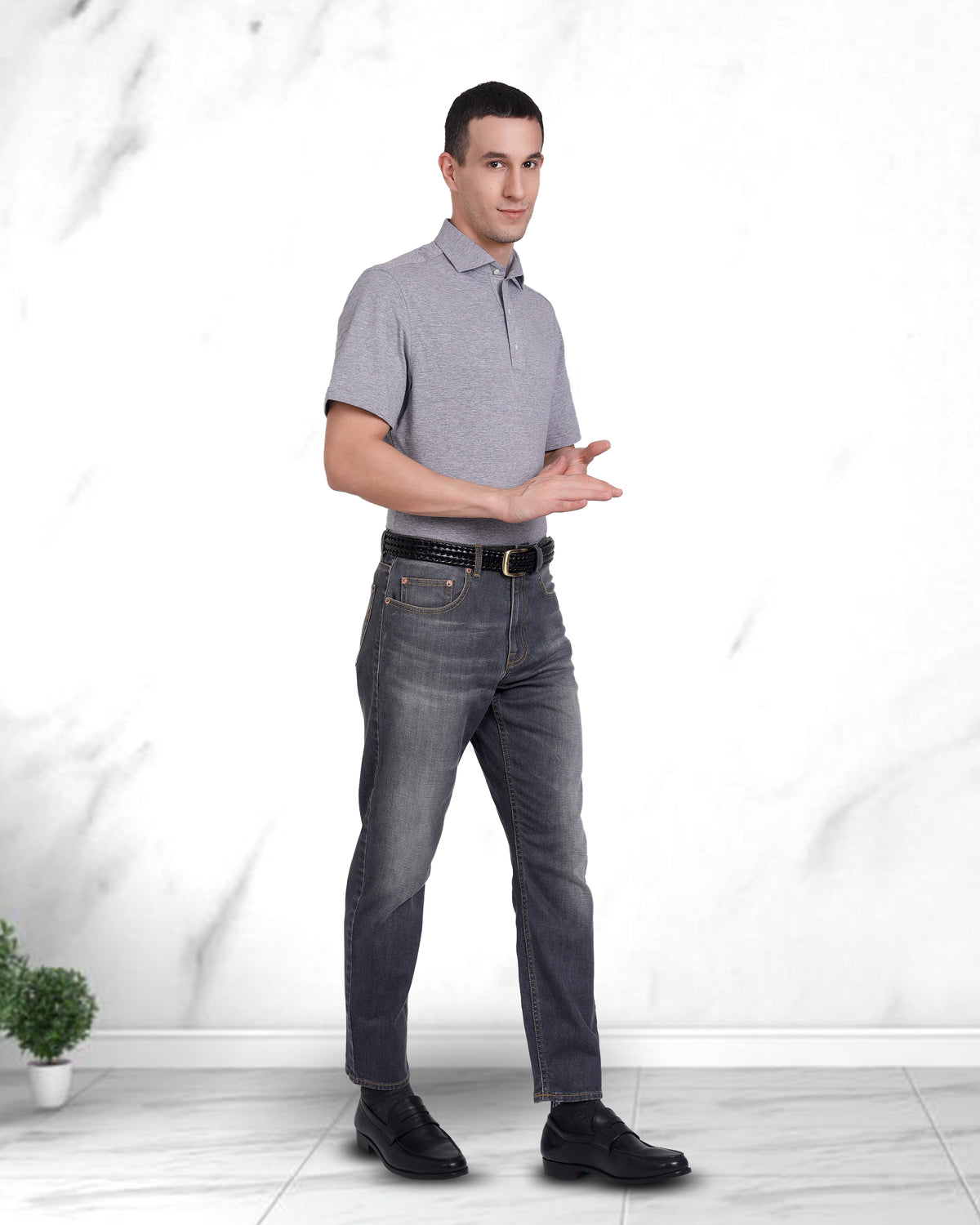 Faded Washed Grey Jeans - 3