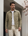 Fresco Cotton Pale Olive Shirt Jacket