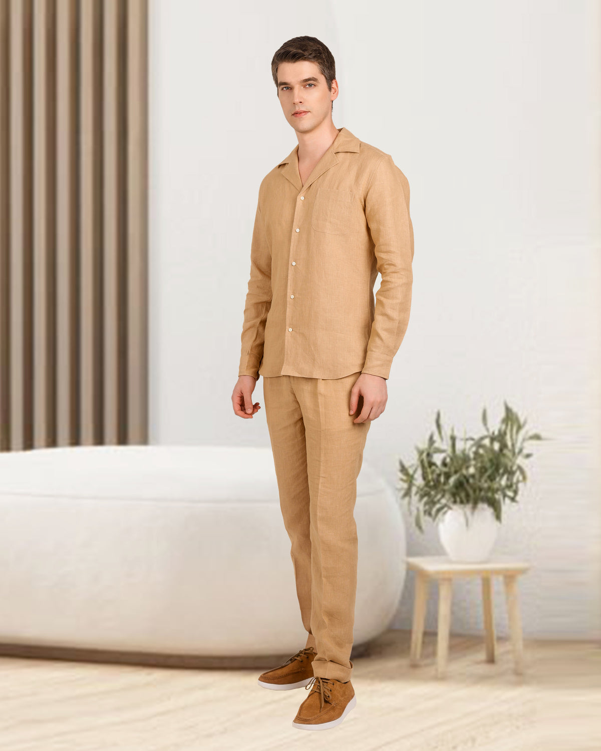 Golden Linen Dress Pant - 3