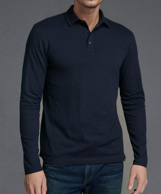 EZS Aria Navy Long Sleeve Polo