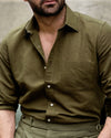 Olive Green Linen Shirt