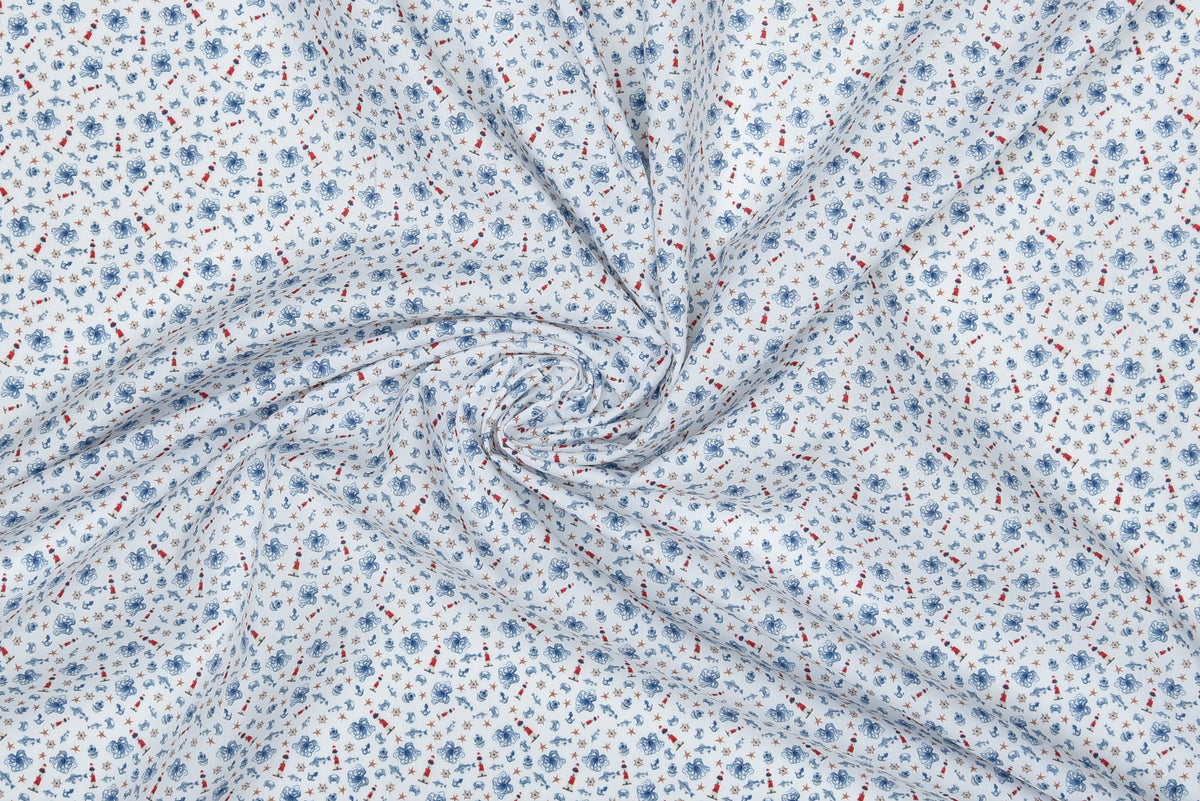 Getzner Navy & Red Print on White Shirt - 4