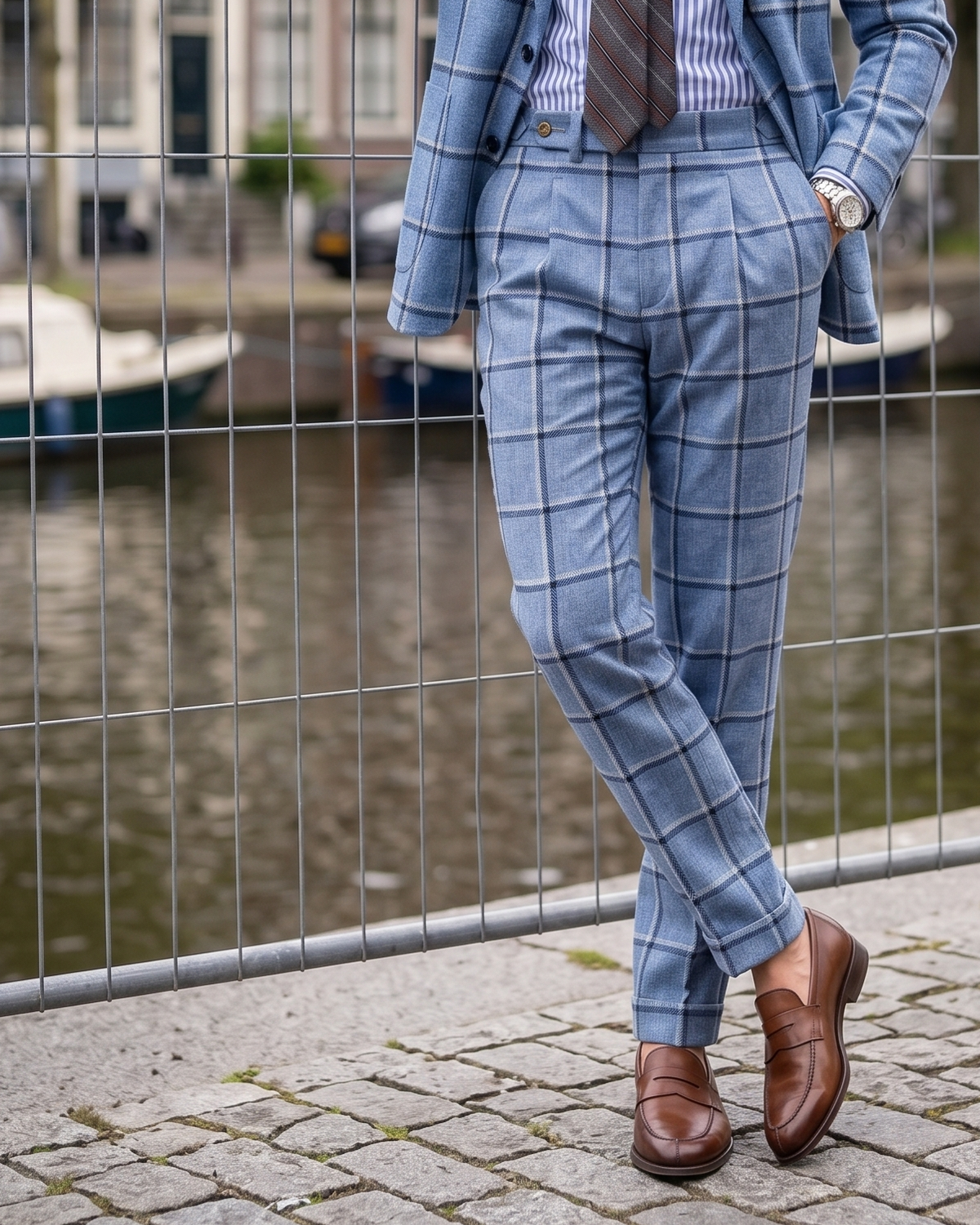 Dugdale Light Blue Windowpane Tweed - 1