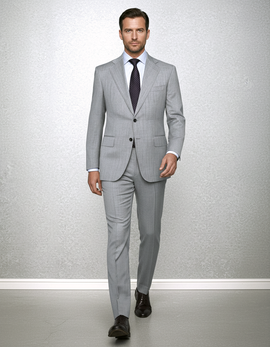 Washable Wool Suit: Light Grey