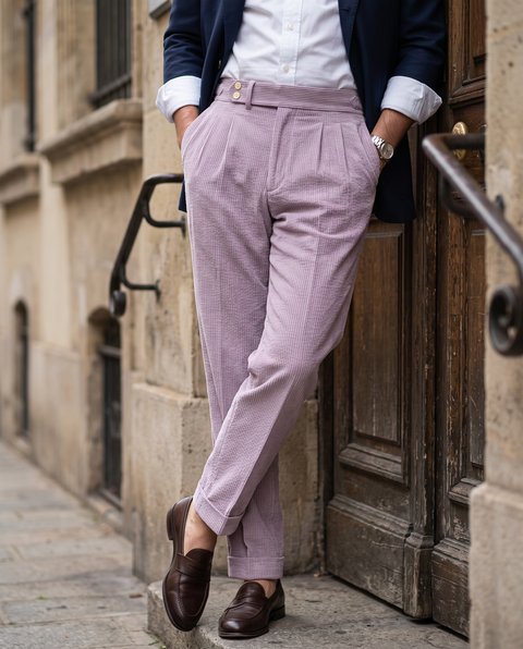 Modrone Corduroy Seersucker Lavender -8 Wale