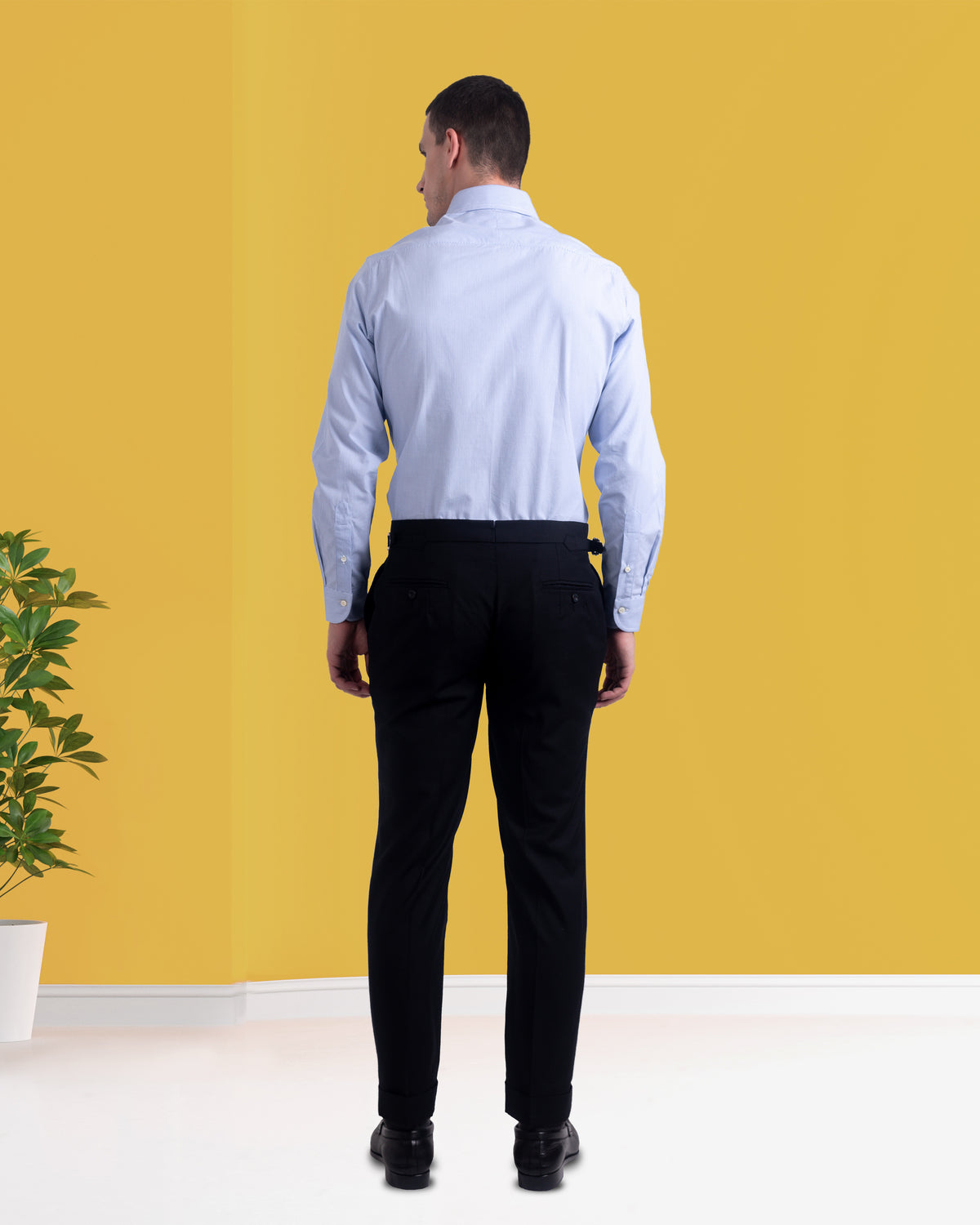 Pleated Black Washable Wool Pant - 5