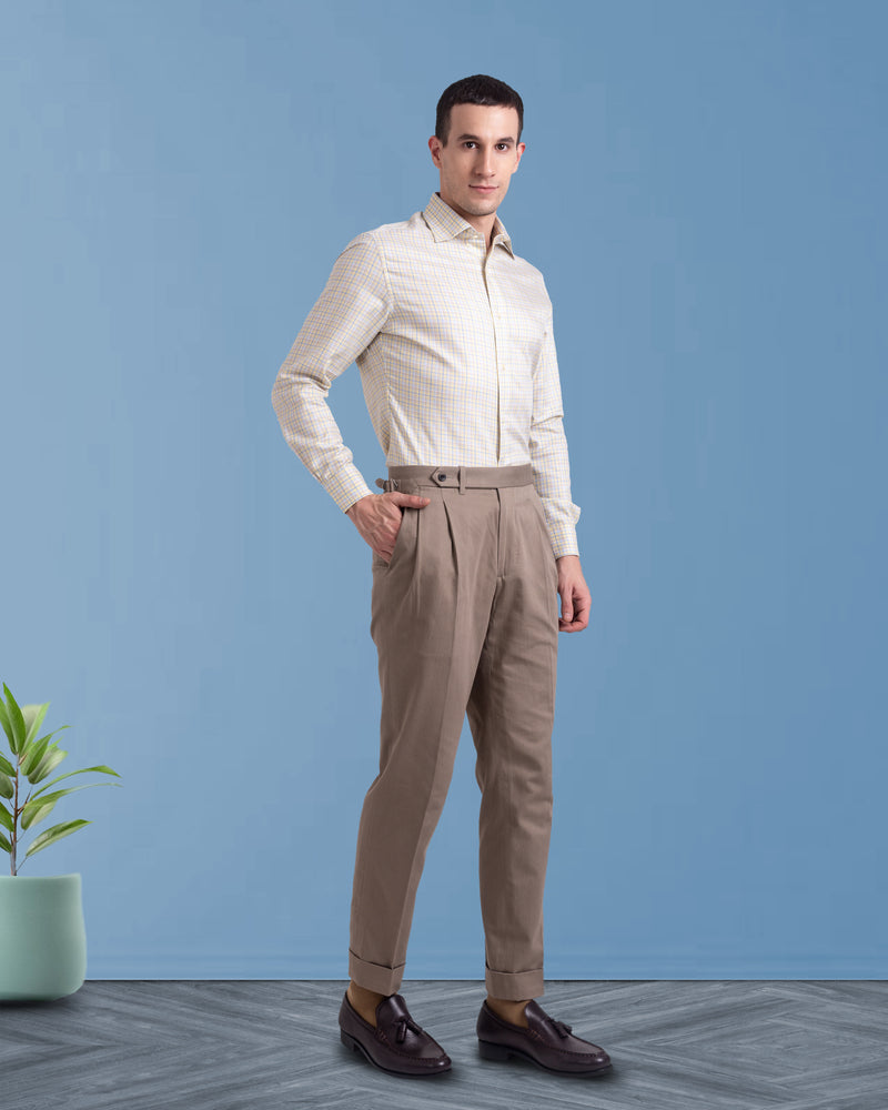 Pleated Sondrio Drab Twill Pant