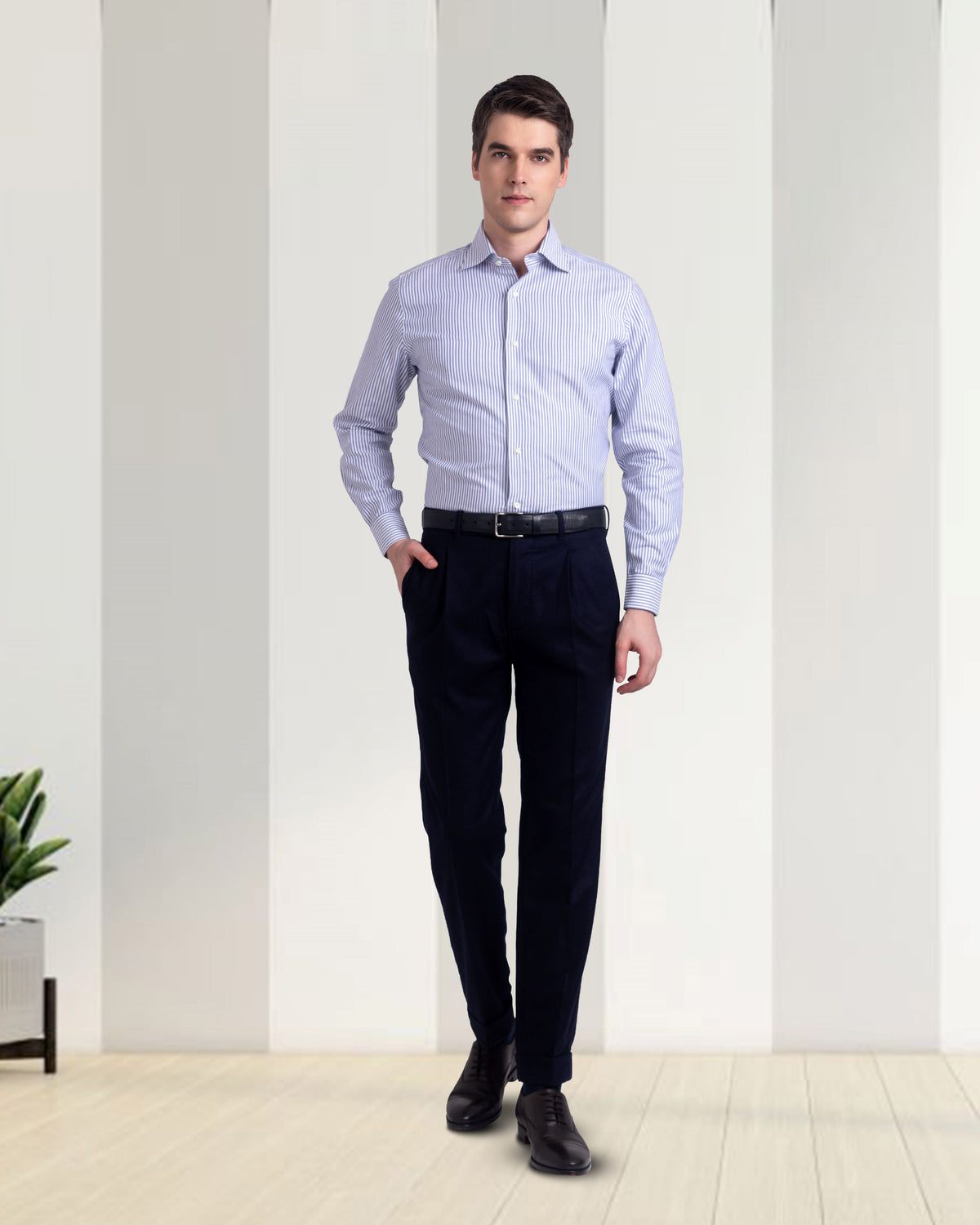 Pleated Vitale Barberis Canonico Dark Navy Flannel Pant - 3