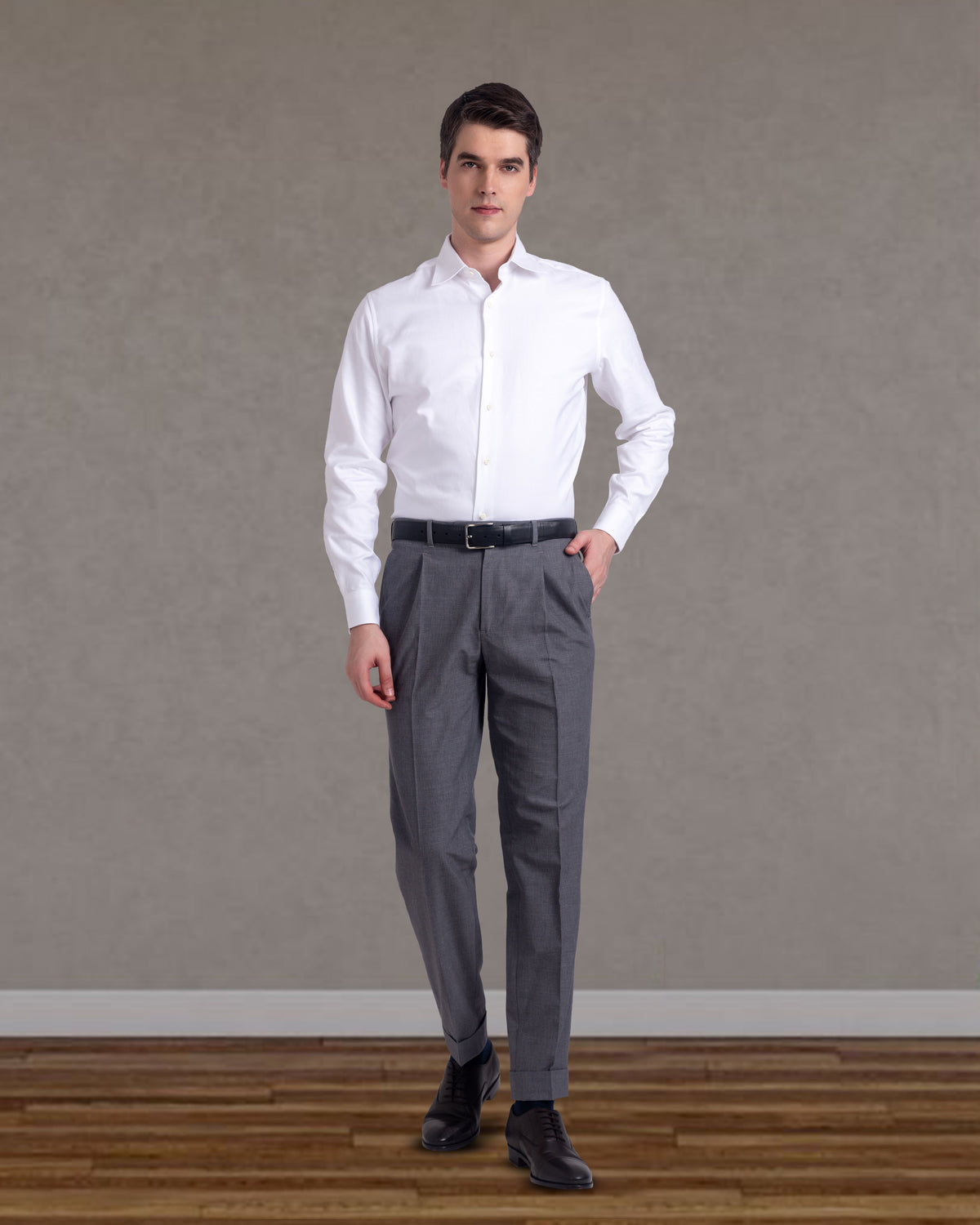 Pleated  Vitale Barberis Canonico Grey Dress Pant - 2