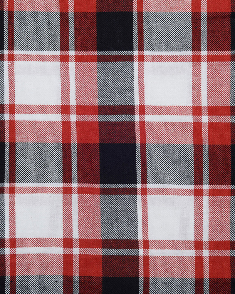 Bold Twill Red Black Checks on White