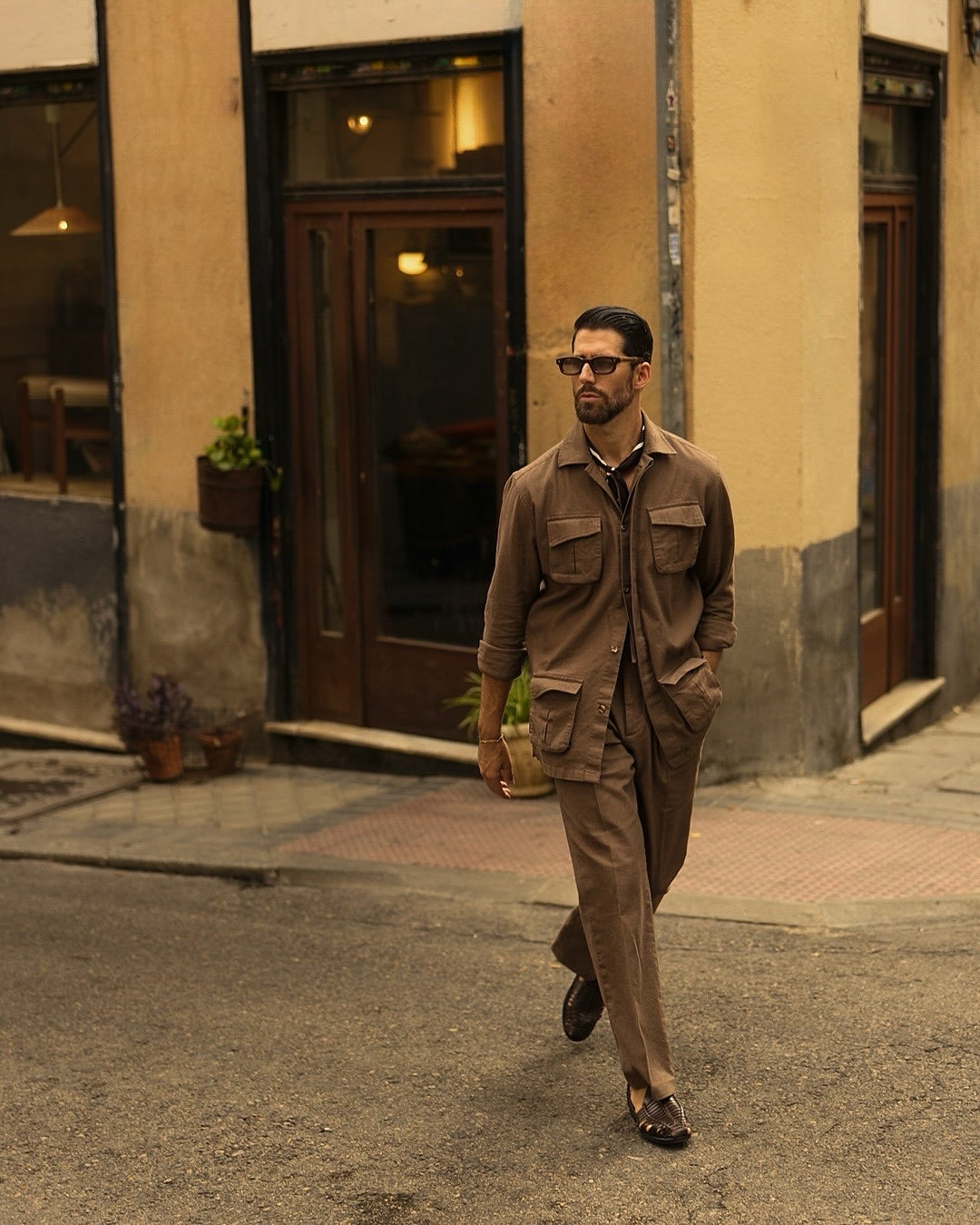 Linen Fresco Brown Shirt Jacket - 7