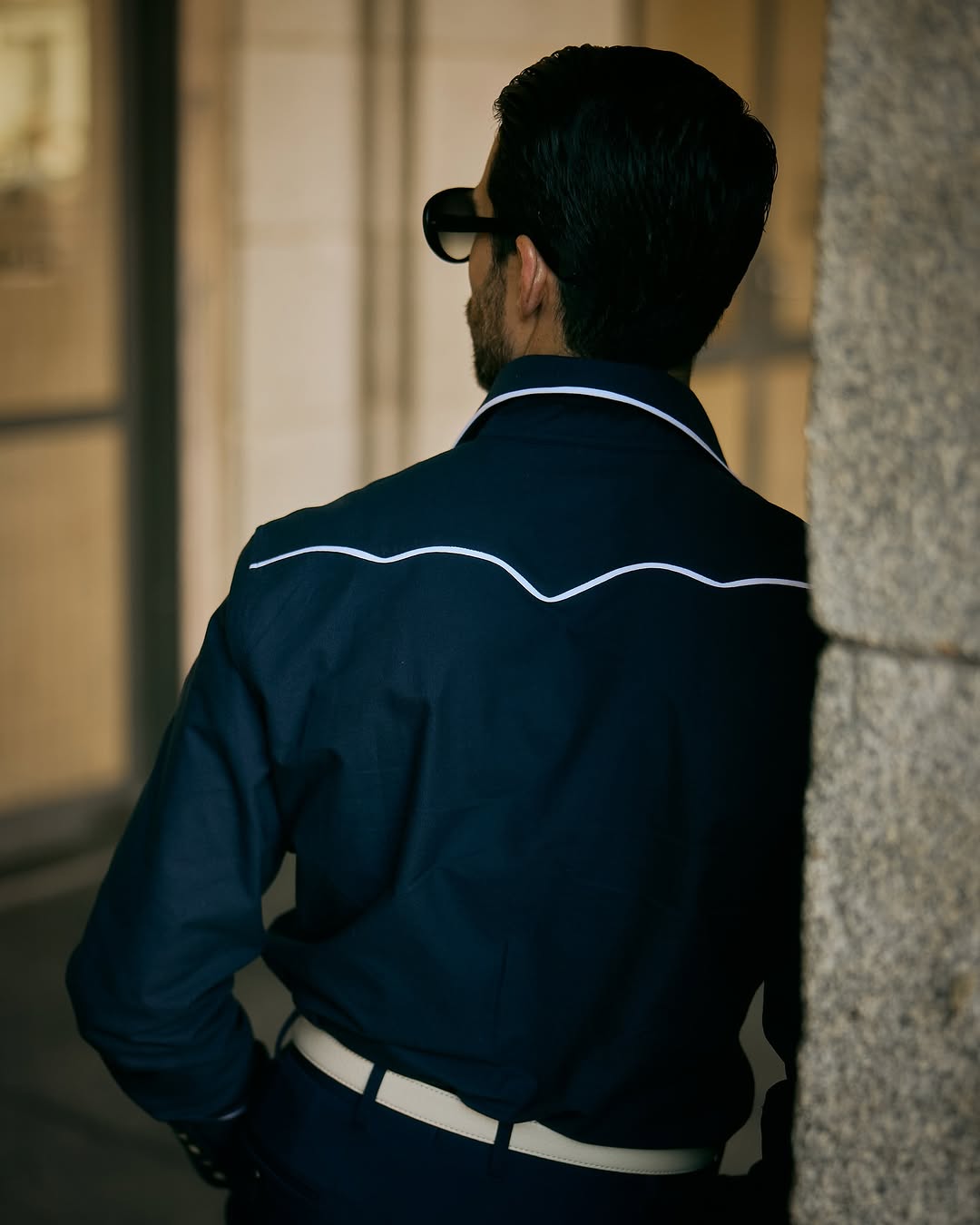 Navy Pinpoint Oxford Sartorial Western Shirt