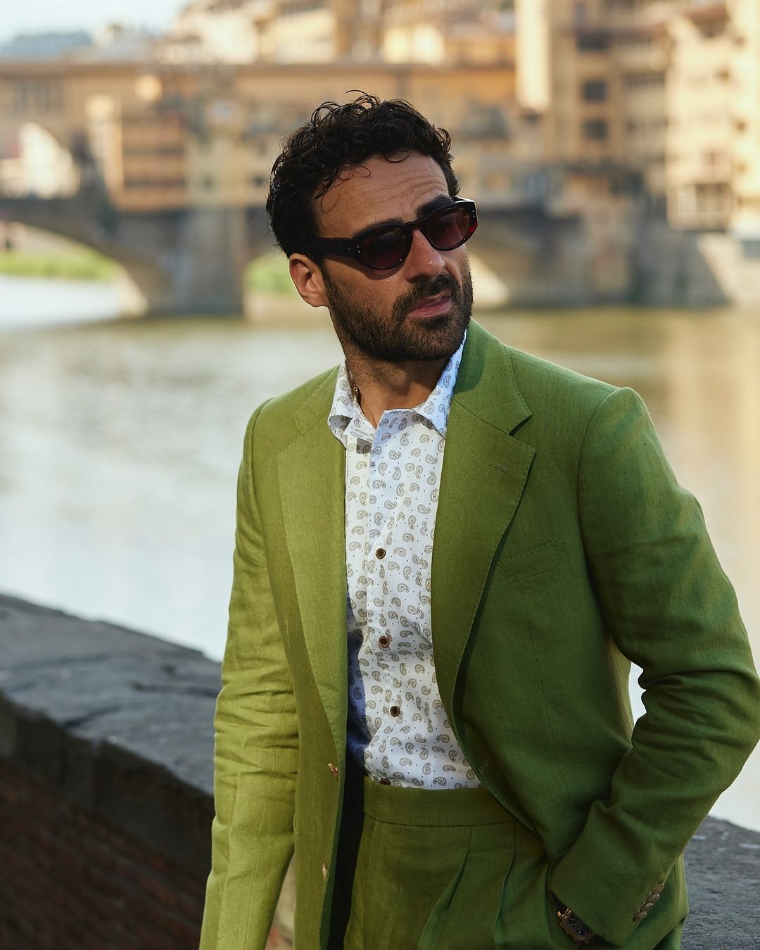 Linen Fern Green Suit - 4