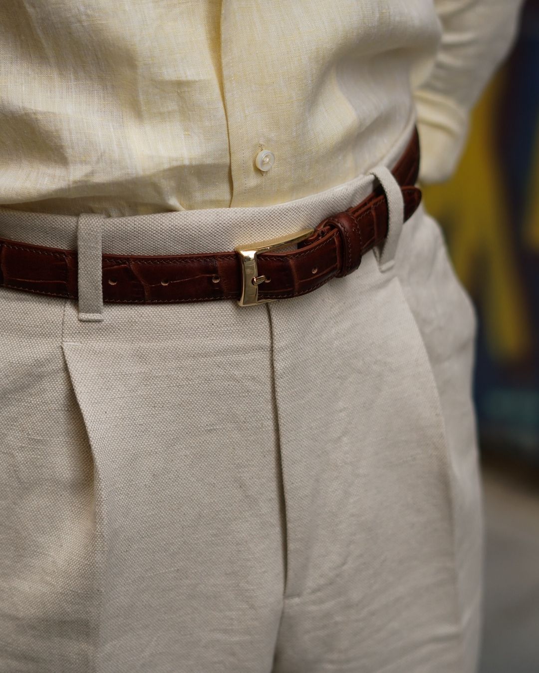 Summer Camp Collar Shirt in Yellow Linen - 10