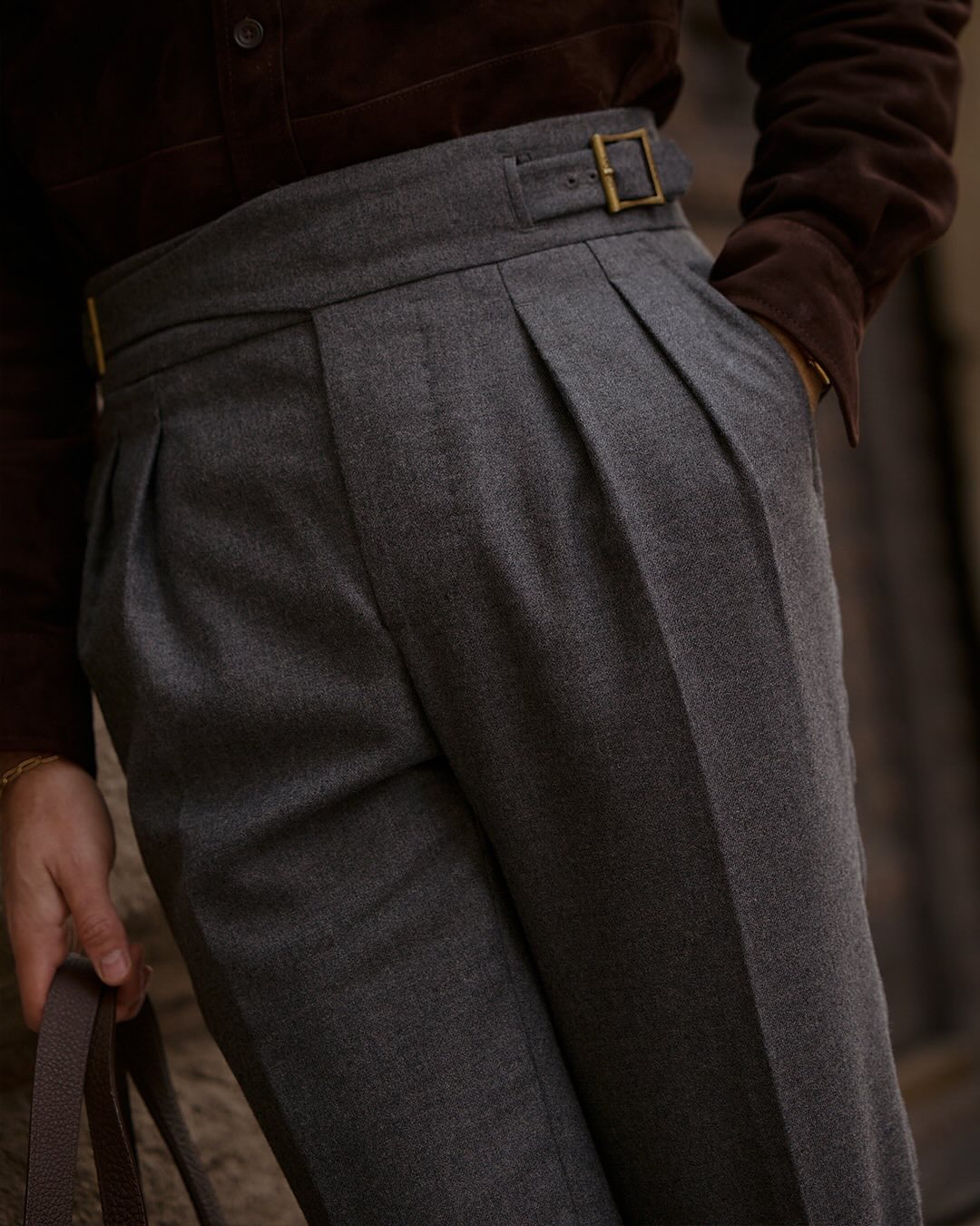 Gurkha Pant in Dugdale Dark Grey Wool Flannel