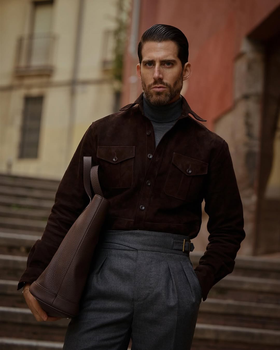Brown Suede Leather Shirt - 2