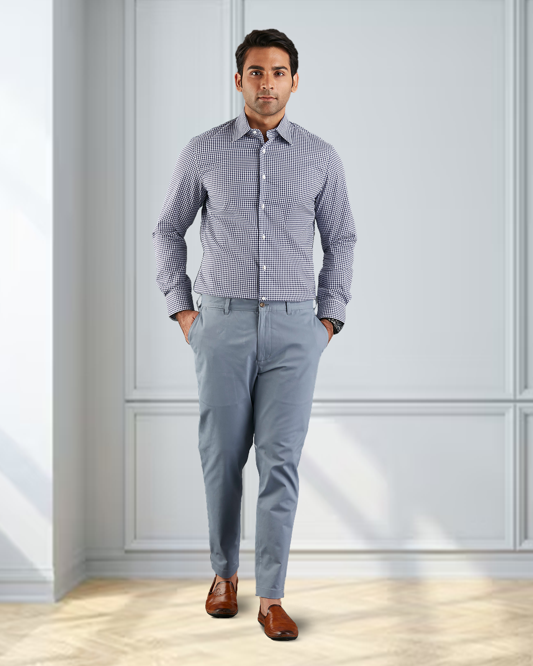 Genoa Chino Pant Soft Blue Grey - 2