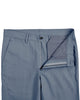 Front open view of custom Genoa Chino pants for men by Luxire in blueish grey