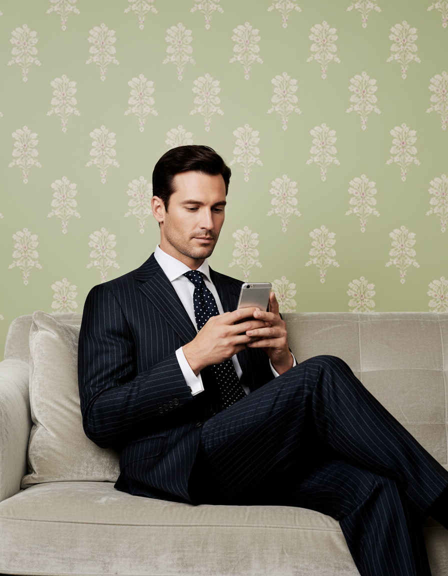 Navy Wool Pinstripes Suit