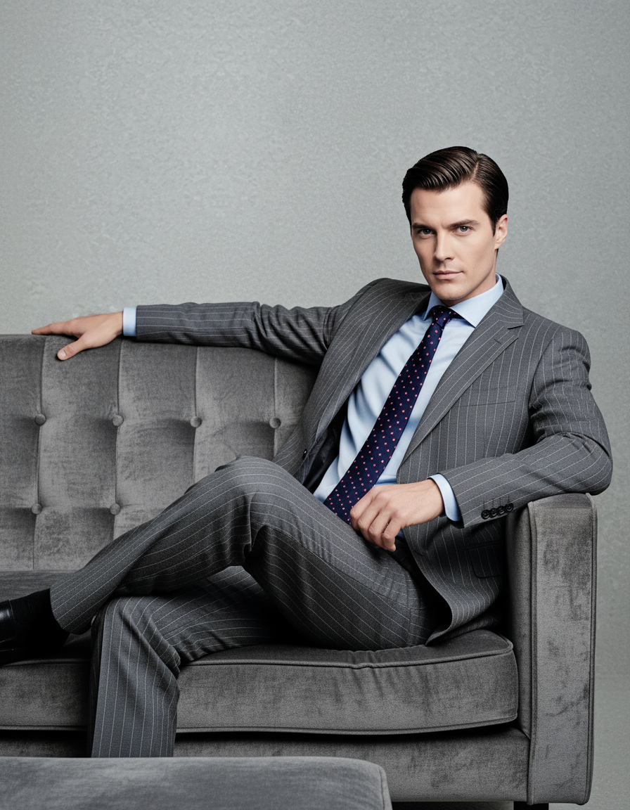 Grey Wool Pinstripes Suit - 11
