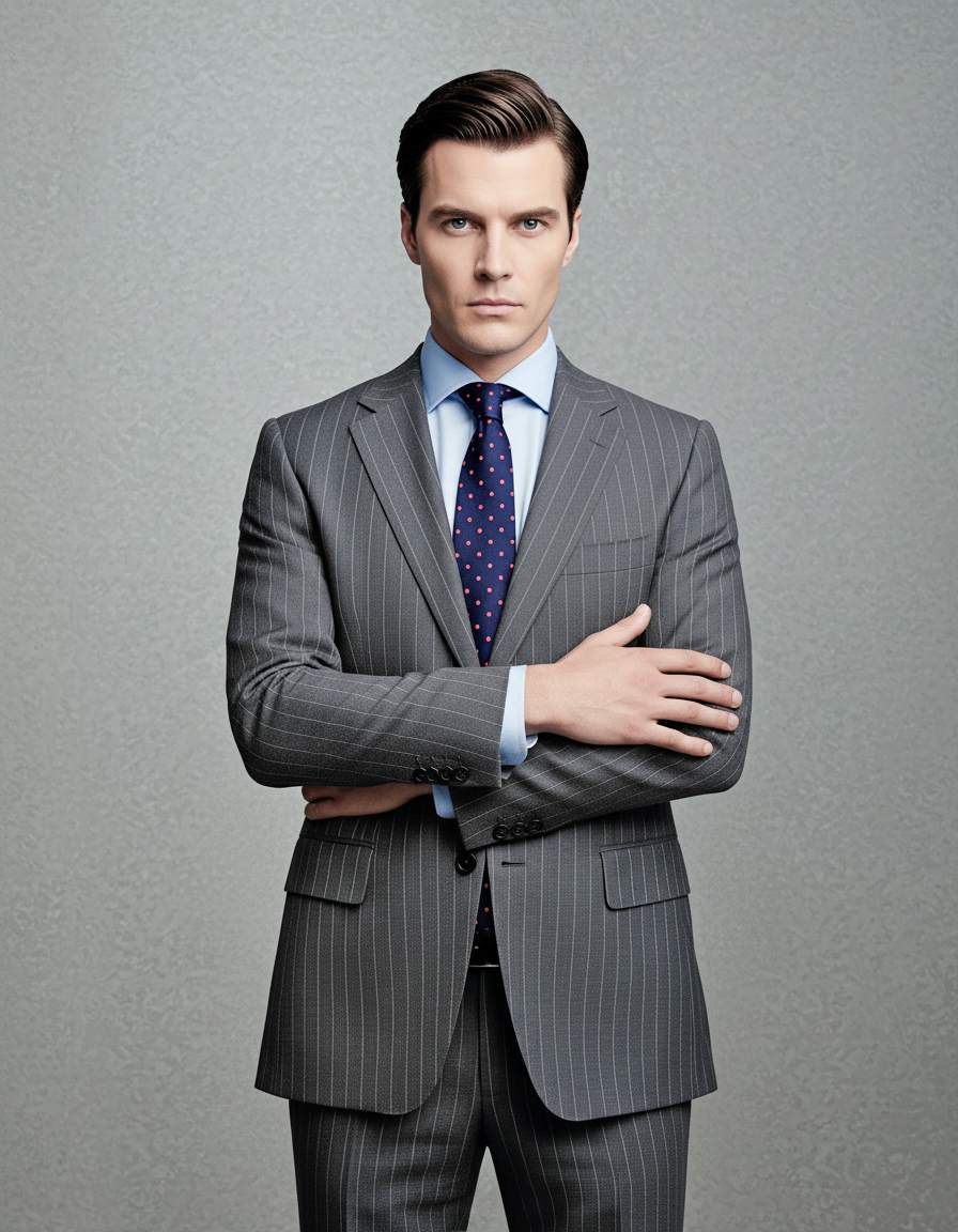 Grey Wool Pinstripes Suit - 2