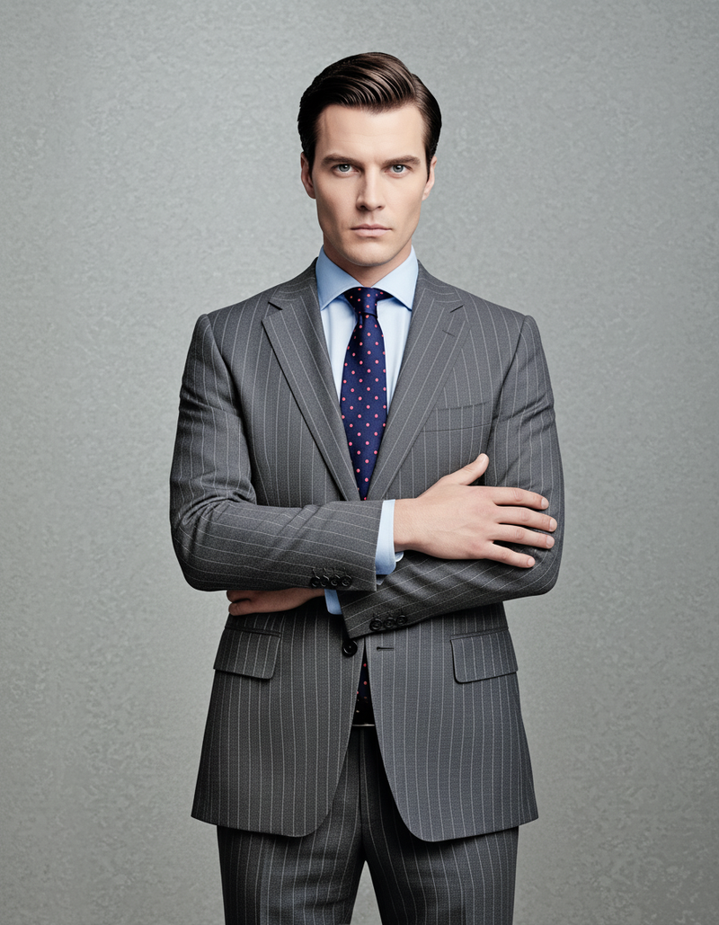 Grey Wool Pinstripes Suit