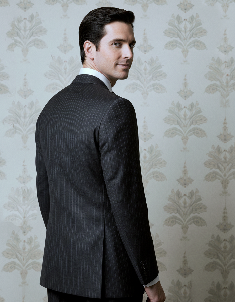 Dark Grey Wool Pinstripes Suit - 5
