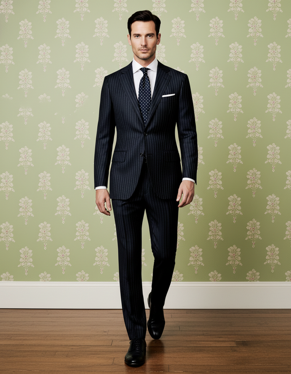 Navy Wool Pinstripes Suit