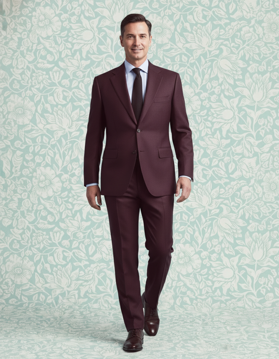 Dugdale Maroon Wool Flannel Suit - 2