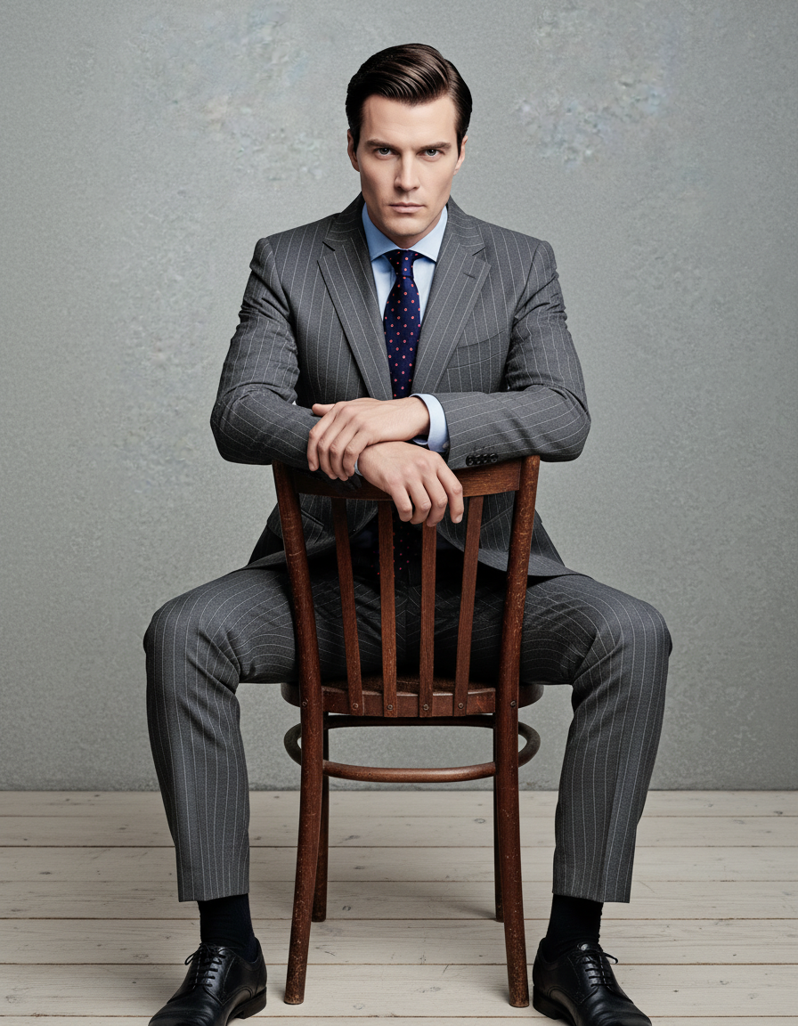 Grey Wool Pinstripes Suit