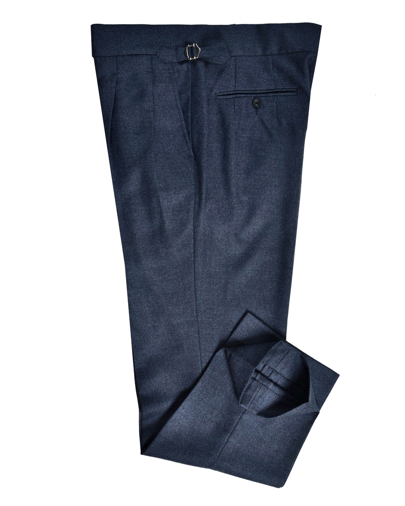 Dugdale Navy Blue Wool Flannel Dress Pant