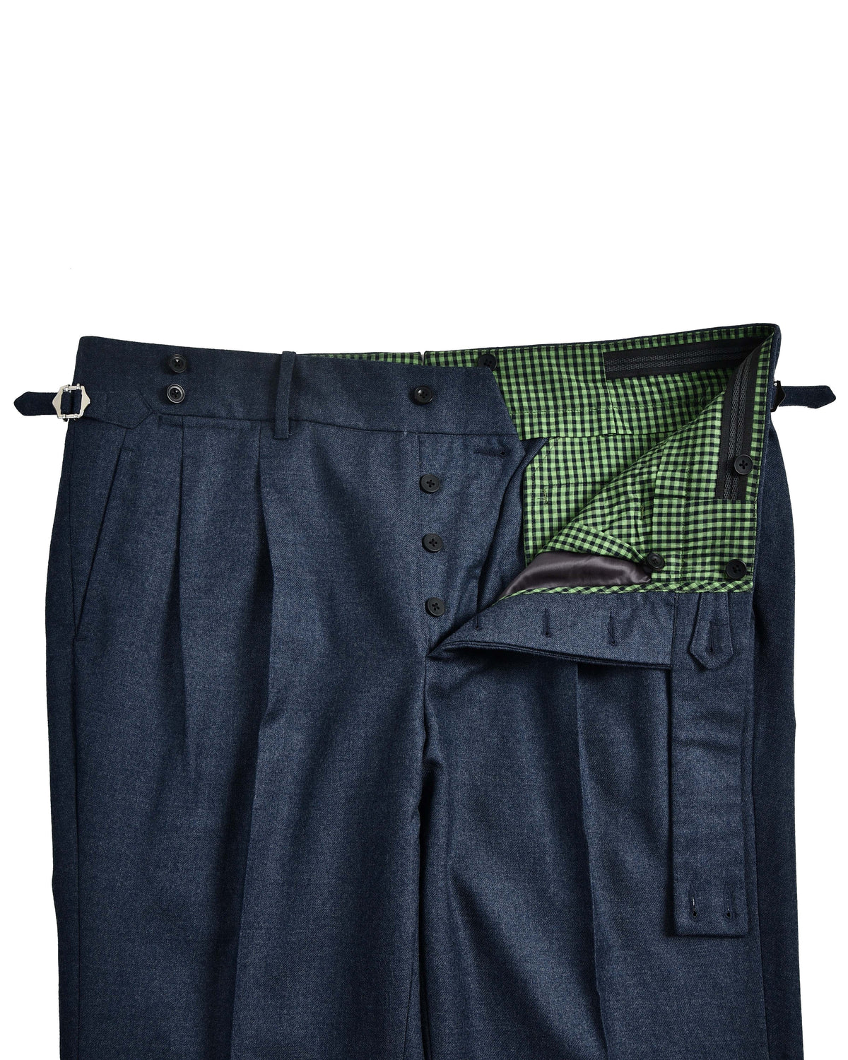 Dugdale Navy Blue Wool Flannel Dress Pant - 4